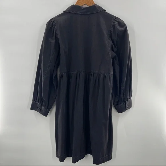 Madewell Denim Babydoll Button Front Shirtdress in Washed Black Size Medium Boho - Picture 10 of 12